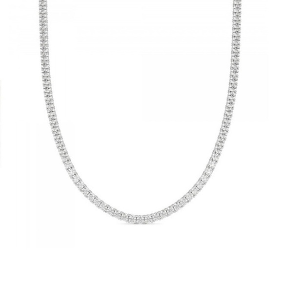 Round Cut Tennis Necklace with White Stones // 3mm - Picture 3 of 3